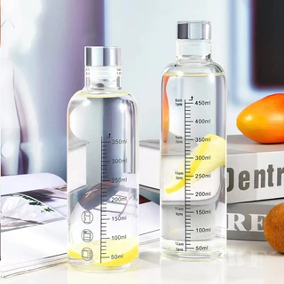 AD159_Shop ขวดน้ำพลาสติก แบบพกพา ขวดน้ำสีใส ความจุขนาดใหญ่ 700/500ml ขวดมินิมอล สำหรับนักศึกษา สกิลบอกเวลา