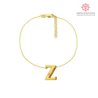 OJ GOLD สร้อยข้อมือเพชรแท้ 18K ตัวอักษร Z ทองแท้ น้ำ100 มีใบรับประกัน ส่งฟรี kerry LETTER  Z