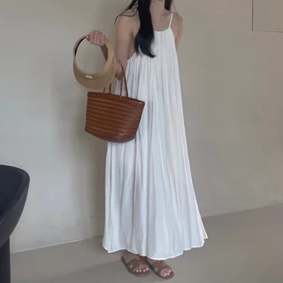 Cicishop(3093)เดรสยาวสายเดี่ยวเว้าหลังนิดๆ ผ้าทิ้งตัวใส่สบายมาก