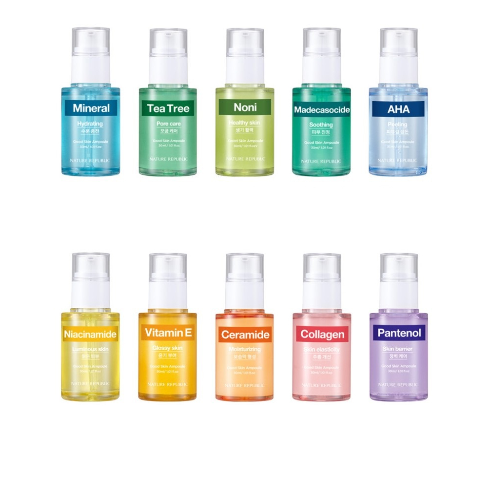 Nature Republic Good Skin Ampoule 30ml (Tea Tree, Madecasocide, Mineral, Vitamin E, Niacinamide, Ceramide, Collagen)