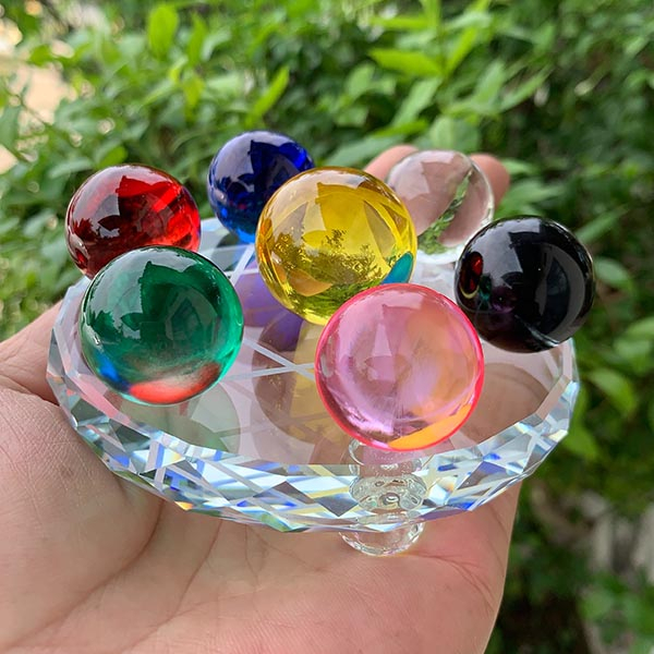 A60 ลูกแก้วคริสตัล ลูกแก้ว 7สี พร้อมขาตั้ง พร้อมกล่องของขวัญ  #ลูกแก้วคริสตัล