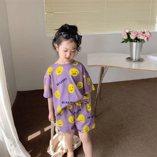 Beryl kids สไตล์เกาหลีหน้ายิ้มแขนสั้นลำลองชุดสูท