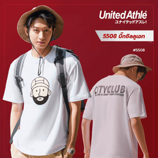 United Athle®  เสื้อยืดผู้ชาย  เสื้อยืดคอกลมแขนสั้น cityclub เสื้อยืดผ้าฝ้ายคู่รัก- สีขาว รุ่น #5508