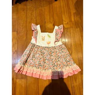 Little Chick Peas girl dress size 3T used like new งานปักจึ้งๆเลยค่ะ ลายกระต่ายน้อยน่ารัก