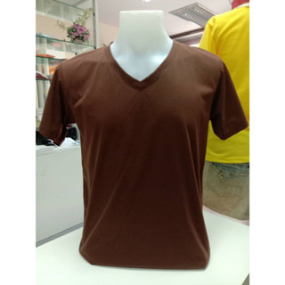 TI-29 เสื้อยืดสีน้ำตาล คอวี