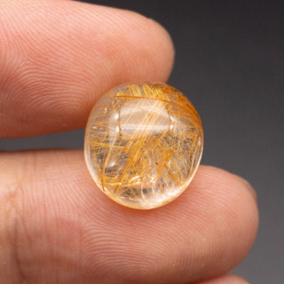 พลอยไหมทอง(Rutile Quartz) ไหมแน่น สีทองสวย หนัก 15.29 กะรัต พลอยแท้ จากประเทศบราซิล