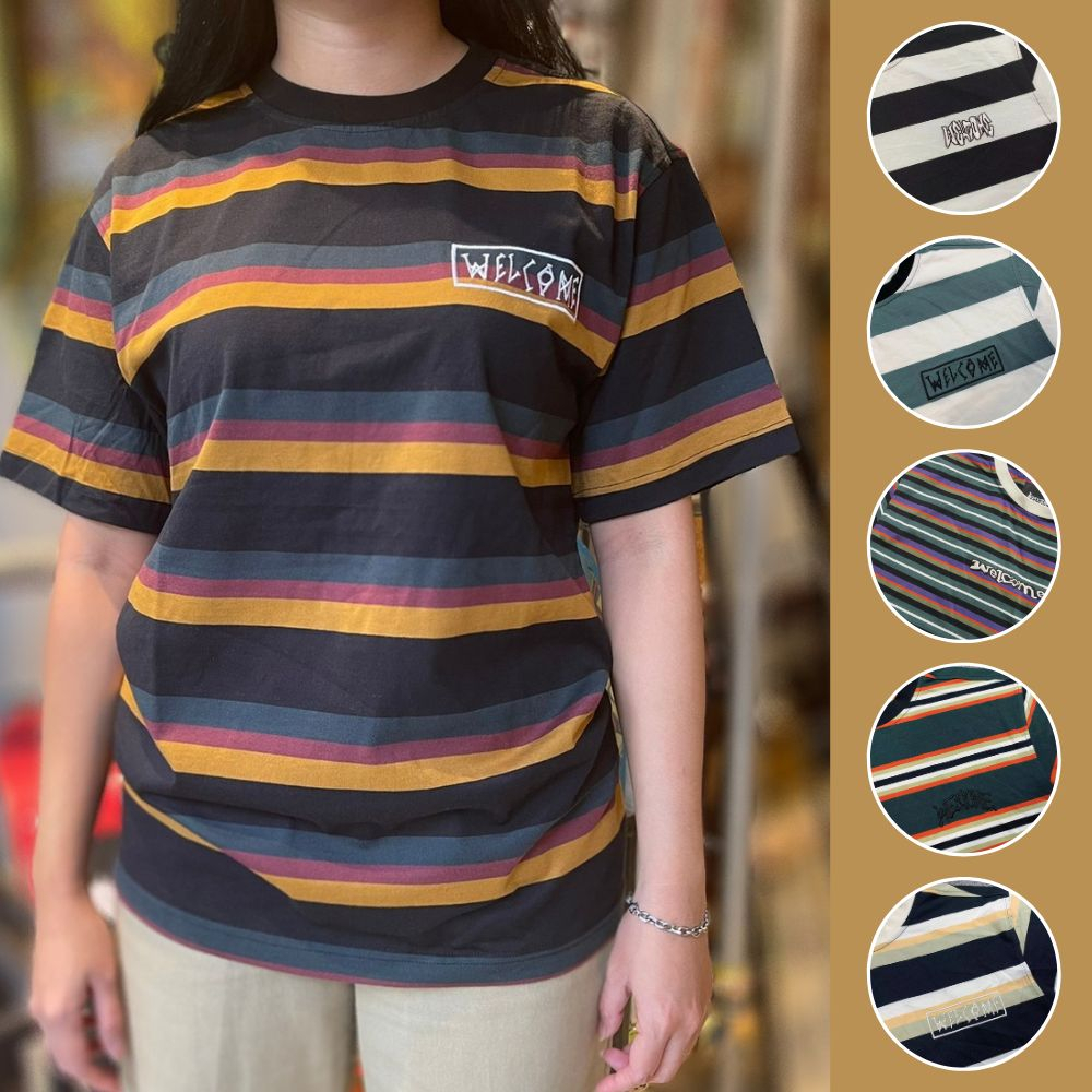 เสื้อยืดแขนสั้น Welcome Stripe Yarn-Dyed Knit Skate T-Shirt รับประกันของแท้ มือ1 พร้อมส่ง