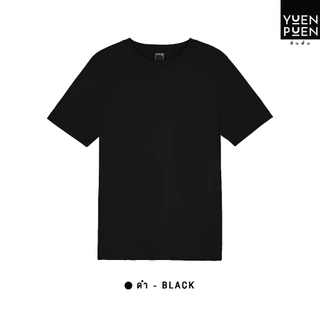 YuenPuen เสื้อยืดคอกลม สีเทาดำ ยืนพื้น ไม่ยืด ไม่ย้วย ไม่ต้องรีด สีพื้น เนื้อผ้านุ่มใส่สบาย