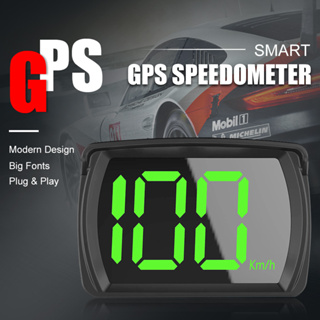 🚗รถสากล GPS HUD 5V USB Display Plug Speedometer Digital และเล่นอุปกรณ์เสริมรถแบบอักษรขนาดใหญ่ KMH/MPH สำหรับรถยนต์ทุกคัน