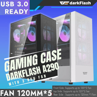 CASE (เคส) DARKFLASH A290 (BLACK) (WHITE) (ATX) พร้อมพัดลม RGB 3 ตัว รับประกัน 1 ปี