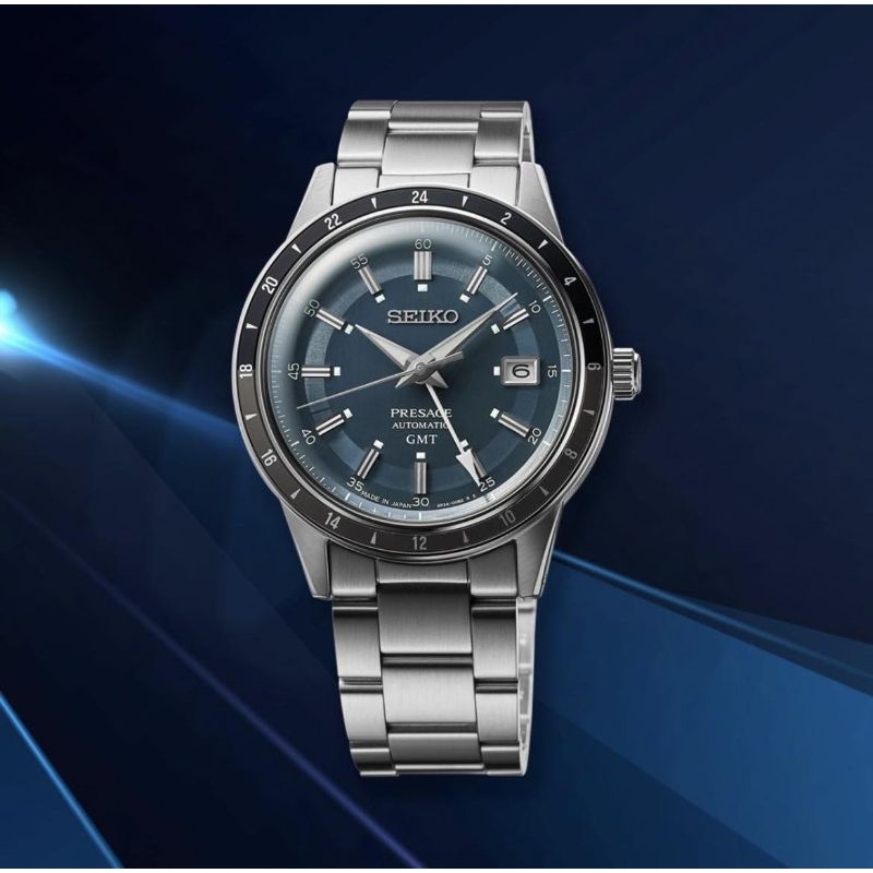 (สินค้าพร้อมส่ง) นาฬิกา​ นาฬิกา SEIKO​ รุ่น PRESAGE Style 60's GMT รุ่น​ SSK009J ของแท้ป้าย​ KINGPOWER