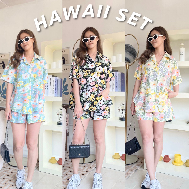 PYCK CLOTHING   HAWAII SET ลายใหม่มาเพียบ!! ชุดเซ็ท เซตเสื้อฮาวาย กางเกงขาสั้น ลายน่ารักมาก!