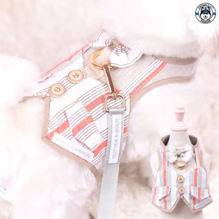 Glitter Pooch Harness ชุดรัดอก สายจูง เสื้อผ้า สุนัข, หมา, แมว, สัตว์เลี้ยง พร้อม สายจูง รุ่น Mr. Gentleman Brick Strip