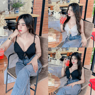 🌈 SpinnyHouse 🌈 เสื้อสายเดี่ยว ลูกไม้ ผูกหน้า️ ผ้ายืดเยอะ สายเดี่ยวลูกไม้ ดีเทลสายแต่งลูกไม้ รุ่น แตงโม