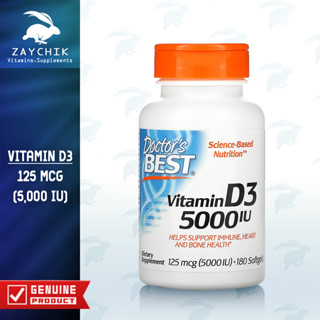 [พร้อมส่ง] Doctors Best, Vitamin D3 5000IU 125 mcg วิตามินดี3 D3 บำรุงกระดูก ซอฟเจล