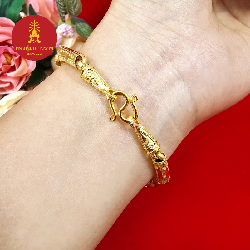 สร้อยข้อมือทองลายโซ่คั่นปล้องตัดลาย ความยาว 7.5-8 นิ้ว น้ำหนักเทียบเท่า 2 สลึง งานสวย ชุบทอง สร้อยข้อมือ เครื่องประดับ