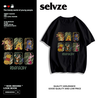 SELVZE （พร้อมส่งจากกทม มาถึงใน 3วัน）print T-shirt ผู้หญิงอะนิเมะพิมพ์หลวมแขนสั้น oversize D0079