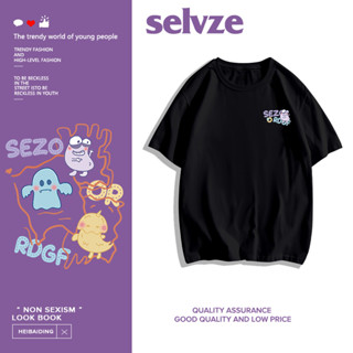 SELVZE （พร้อมส่งจากกทม มาถึงใน 3วัน）print T-shirt ผู้หญิงการ์ตูนพิมพ์เสื้อยืดหลวม oversize A1936