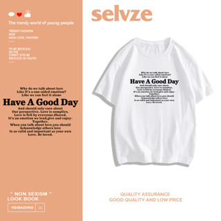 SELVZE （พร้อมส่งจากกทม มาถึงใน 3วัน）เรียบง่าย พิมพ์ลาย เสื้อยืดขาวผู้หญิง 2023 ดูดเหงื่อ ระบายบรรยากาศได้ ไมโครยืดหยุ่น T0006