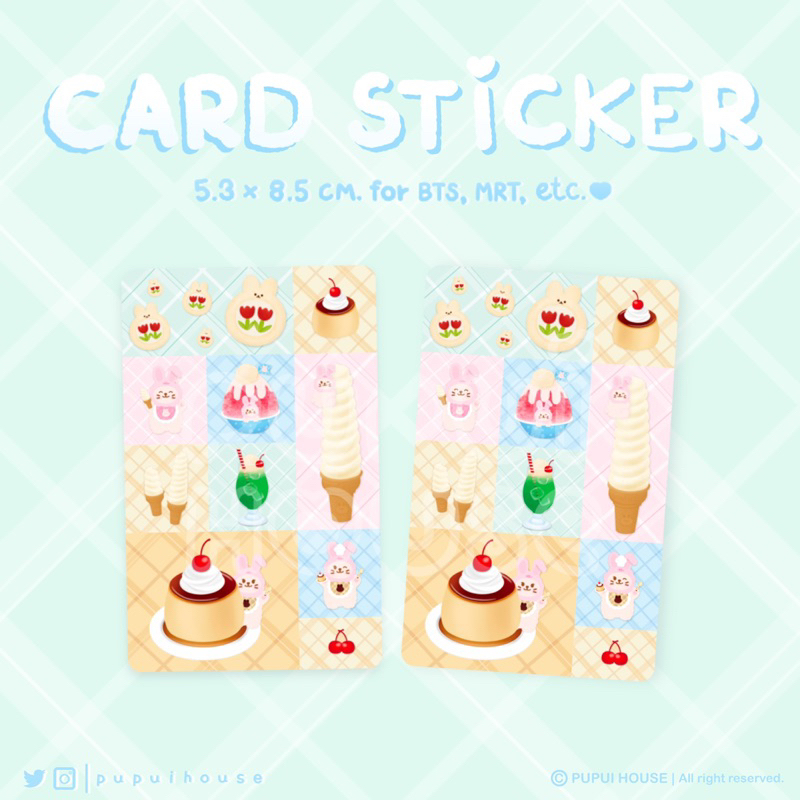 Card Sticker สติกเกอร์การ์ด/สติกเกอร์ติดบัตร BTS, MRT, บัตรคอนโด | ลาย Japanese Desserts 🍮🍦🍧✨