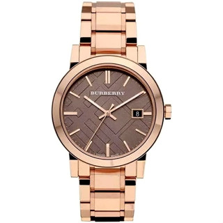 Burberry นาฬิกาข้อมือ Check Pattern Brown Dial Rose Gold รุ่น BU9005