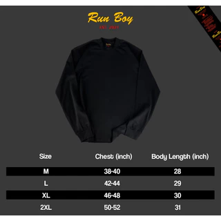 เสื้อยืด RUNBOY แขนยาว ป้ายแดง คอฟิต สีดำ