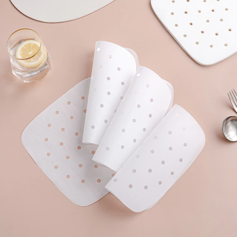 พร้อมจัดส่ง🚛 กระดาษรองหม้อทอด กระดาษรองอบ 100ชิ้น สีขาว กลม สี่เหลี่ยม Airfryer Baking Paper H-A-3 thumbnail 8
