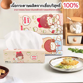 OMUDA_SHOPทิชชู่แบบยาว(ยกเเพ็ค10ห่อ) Greenair Tissue ทิชชู่ลายกระต่ายกับบีเวอร์แท้ หนา 3 ชั้น (1 ห่อ/70 แผ่น)