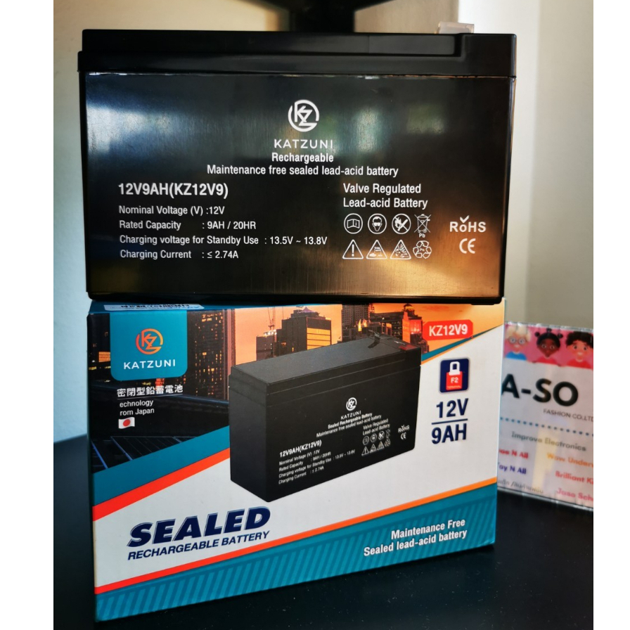 พร้อมส่ง-Battery UPS 9Ah 12V แบตเครื่องสำรองไฟ KATZUNI -12V. 12V 9Ah / SIZE 12V. 9.0 Ah / 6.5 X 15 X