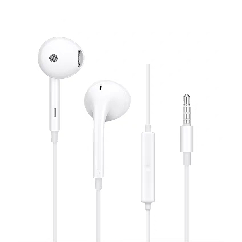 หูฟัง oppo r15 3.5mm MH135 ไมโครโฟนในตัว ช่องทางซ้ายและขวา คุณภาพเสียง ของแท้  รับประกัน 1 ปี AAA