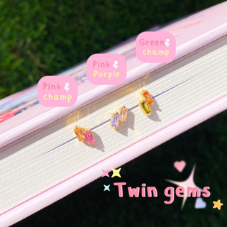 twin gems earrings (two tone earrings)