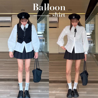 KINDARARE — Balloon shirt Vol.2 (เสื้อเชิ้ตแขนพอง ทรงพอดีตัว พร้อมส่ง)