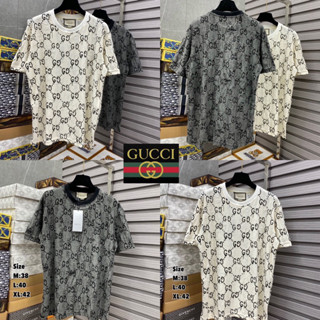 เสื้อยืดคอกลมแขนสั้นพิมพ์ลาย Gucci 🖤🤍 Hiend 1:1 cotton 💯