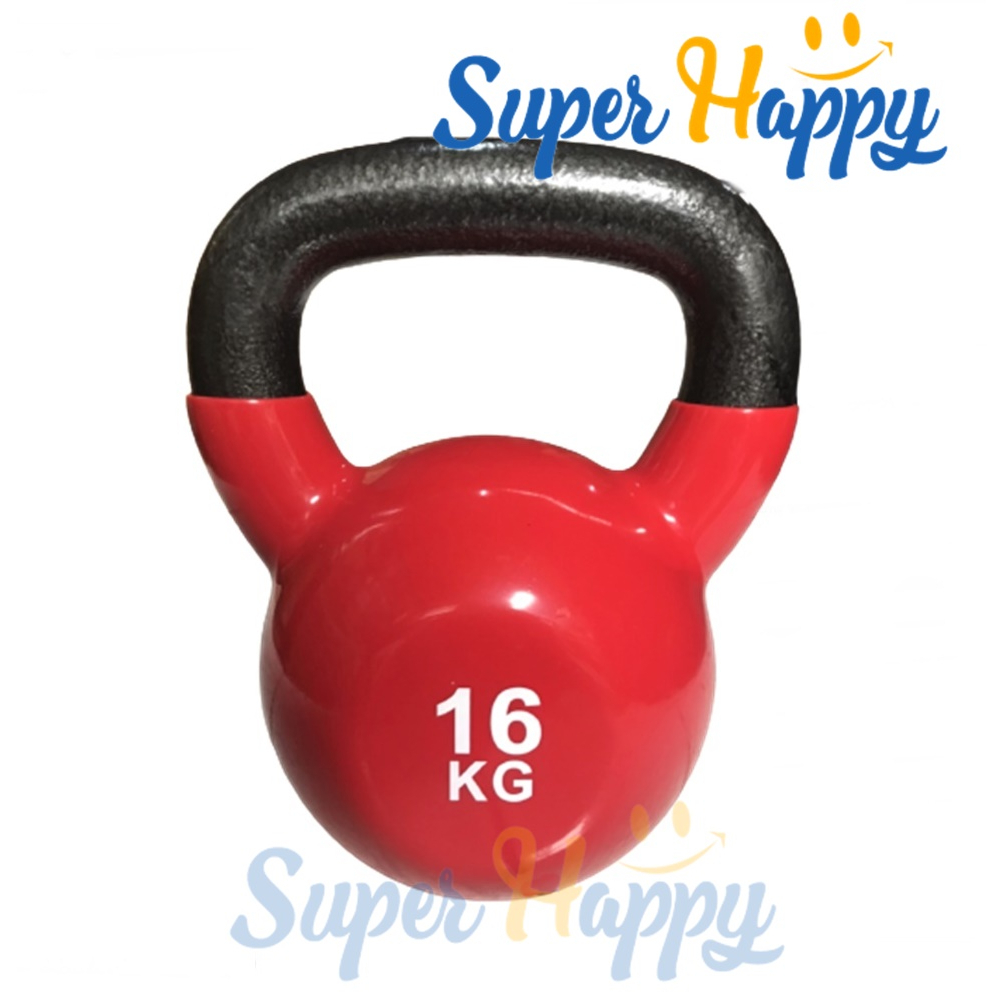 เคตเทิลเบล 16KG ลูกตุ้มยกน้ำหนักสีสัน  เหล็กหล่อยกน้ำหนักหุ้มด้วยยาง เกรดยิม Kettlebell Dumbbell