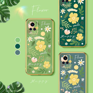 เคสเคลือบเงาดอกไม้สีเหลือง รุ่น Vivo V/S เคสยาง TPU เคสขอบทอง เคสดอกเหลือง เคสมือถือ