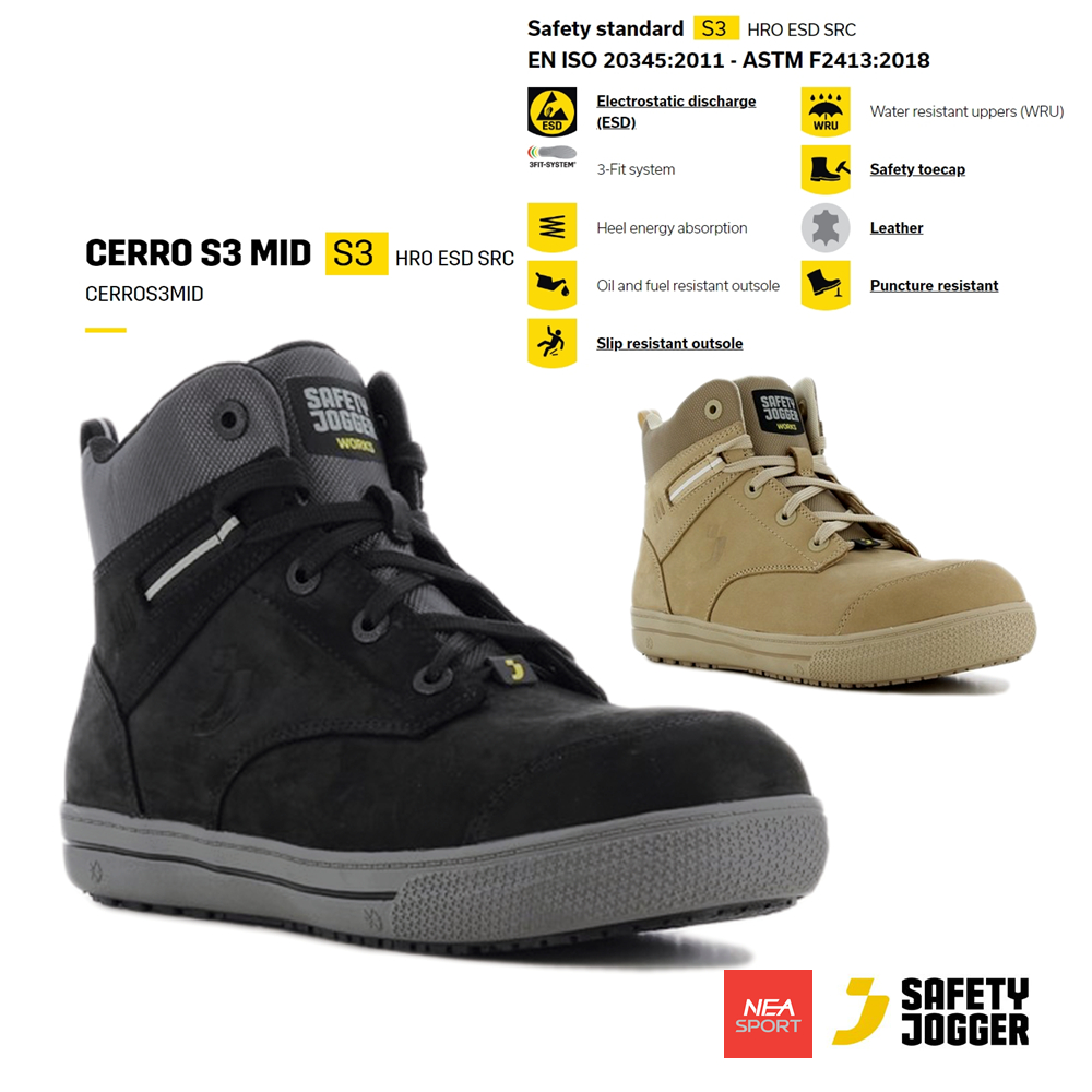 [ลด30% เก็บโค้ด 2509FASHDD] SAFETY JOGGER - CERRO S3 MID รองเท้าเซฟตี้ เบา หัวอลูมิเนียม แผ่นใยกันทะลุเสื้อกันกระสุน