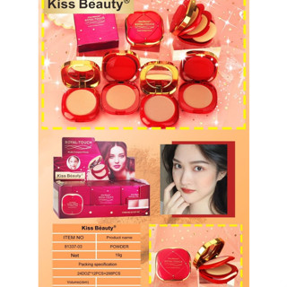 แป้งพัฟ kiss Beauty แป้ง แป้งตลับ 2ชั้น แป้งพัฟกันแดด+กันน้ำ+ผสมรองพื้น No.81337-03