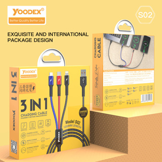 Yoodex S02 5A 3IN1【รับประกัน 1 ปี】ส่งจากไทย Fast Charge สายชาร์จ คุณภาพสูง USB สายชาร์จ Yoodex สายชาร์จ usb 1.เมตร