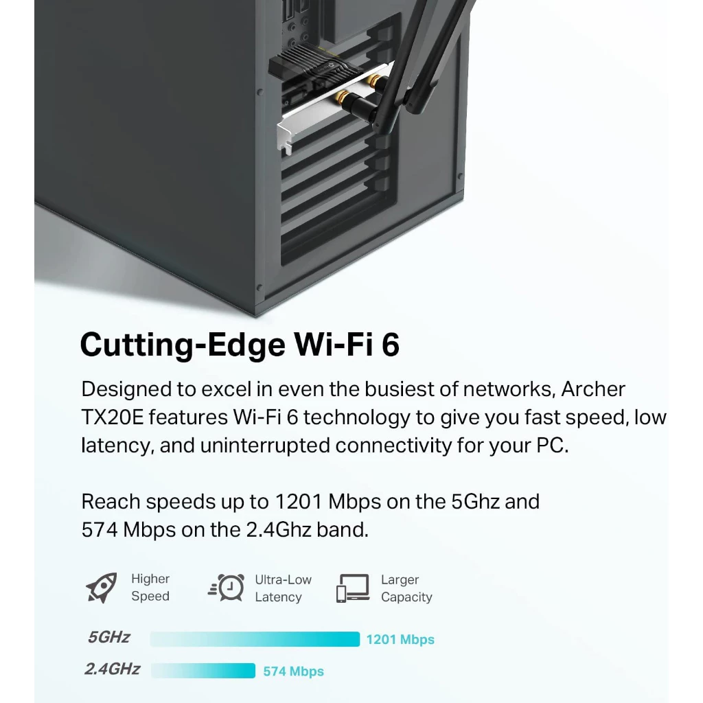 TP-Link WiFi 6 PCIe WiFi PC AX1800 (Archer TX20E), Bluetooth 5.2 MU-MIMO Windows 11/10(64-bit) only -Lifetime thumbnail 4