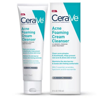 [ของแท้ 100%] CERAVE ACNE FOAMING CREAM CLEANSER BENZOYL PEROXIDE ACNE TREATMENT 150 ml.