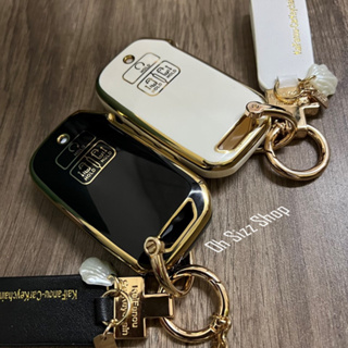 เคสรีโมทรถ KIA Carnival  2022 ดำเงาเส้นสีทอง และสีขาวเส้นสีทอง ดูเรียบหรู (Black Gold-Line TPU Key Case)