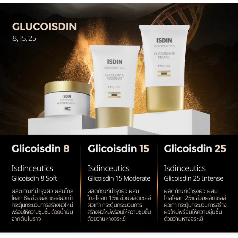 Glicoisdin 8/moderate 15/ intense 25 ขนาดทดลอง 3g ใหม่แท้ จาก ISDIN official
