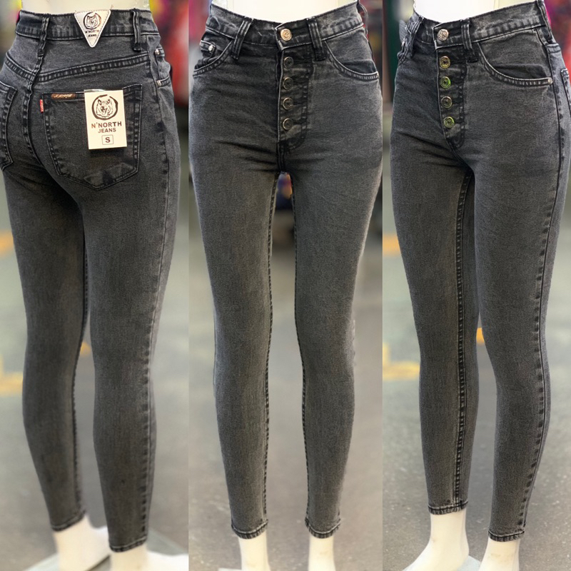 North jeans กางเกงยีนส์ผู้หญิงขายาว รุ่นสโนว์ดำ