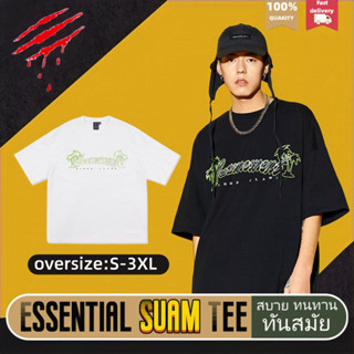 Suamoment เสื้อยืด เสื้อยืดผ้าฝ้ายคอกลม 100% ไซส์ใหญ คู่รัก oversized สุนัขสีชมพู insเสื้อผ้าผช เสื้อยืดผู้หญิง