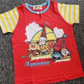 พร้อมส่ง Size 90 // เสื้อยืดเด็ก แขนสั้น แขนกุด ลายอันปังแมน Anpanman