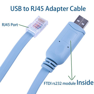 สาย Console FTDI Chip USB to RJ45 Cable Blue FTDI Serial Interface Adapter Cable Support Windows, MAC and Linux