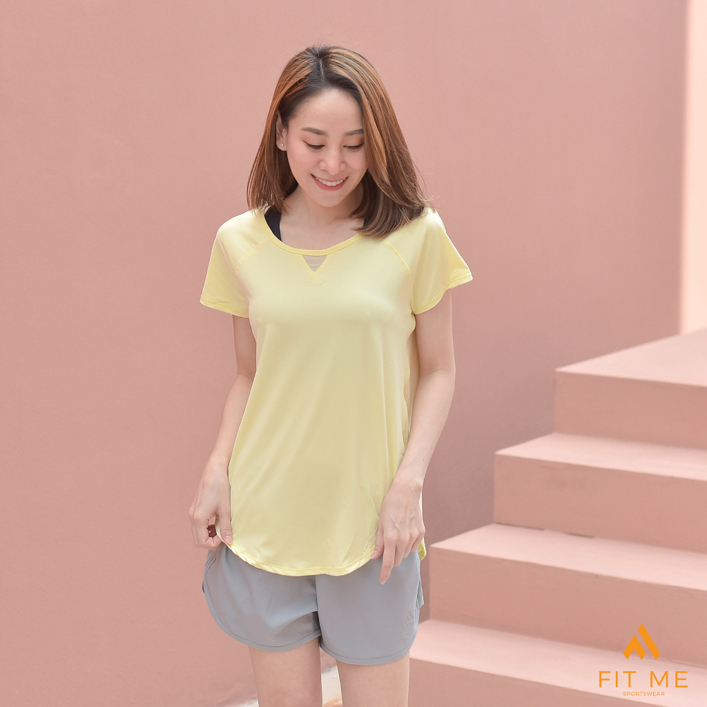 Pastel Tee เสื้อฟิตเนสผู้หญิง เสื้อกีฬาแขนสั้น ตัวยาว ผ้าแห้งไว ระบายอากาศดี ใส่ออกกำลังกาย เสื้อโยคะ FitMeSportswear