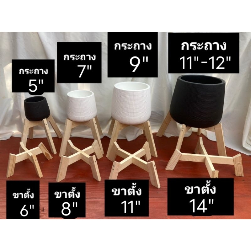 ขาตั้งกระถางต้นไม้ (แมงมุม) ทำจากไม้สนนอก