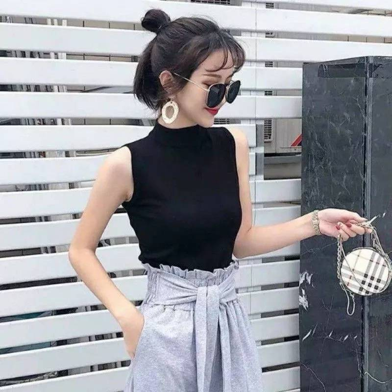 เสื้อคอเต่าแขนกุด เต็มตัว (ผ้าคอตตอน) เสื้อยืดคอเต่าแขนกุด เต็มตัว สีพื้น ทรงสวย - รูปที่ 3