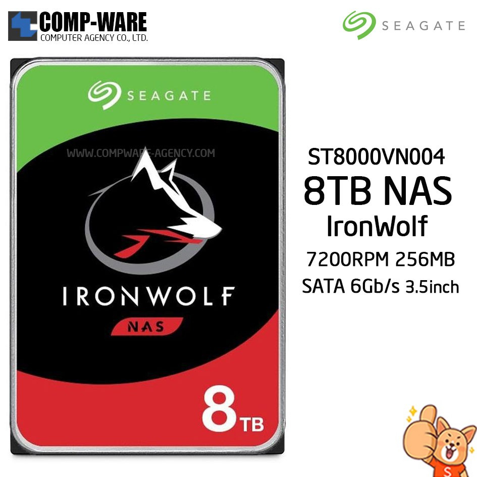 Seagate 8TB IronWolf NAS 3.5" SATA 6Gb/s 7200RPM 256MB Cache Internal Hard Drive for NAS ST8000VN004